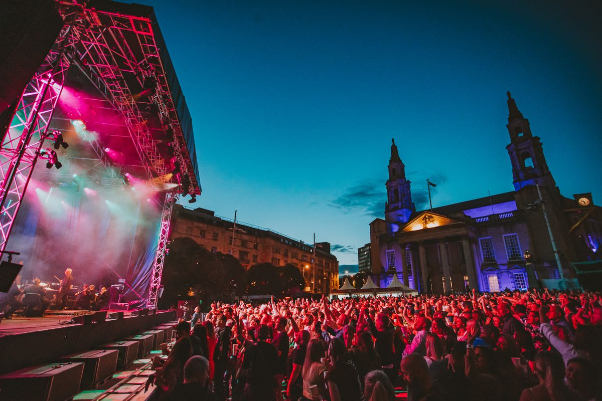 Atmospheric shot of Millennium Square during a summer gig