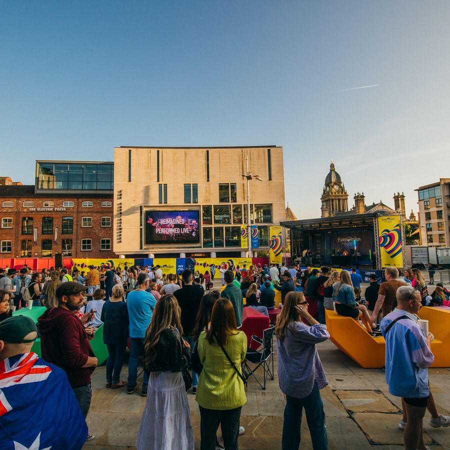 Wide shot of the Eurovision event on Millennium Square