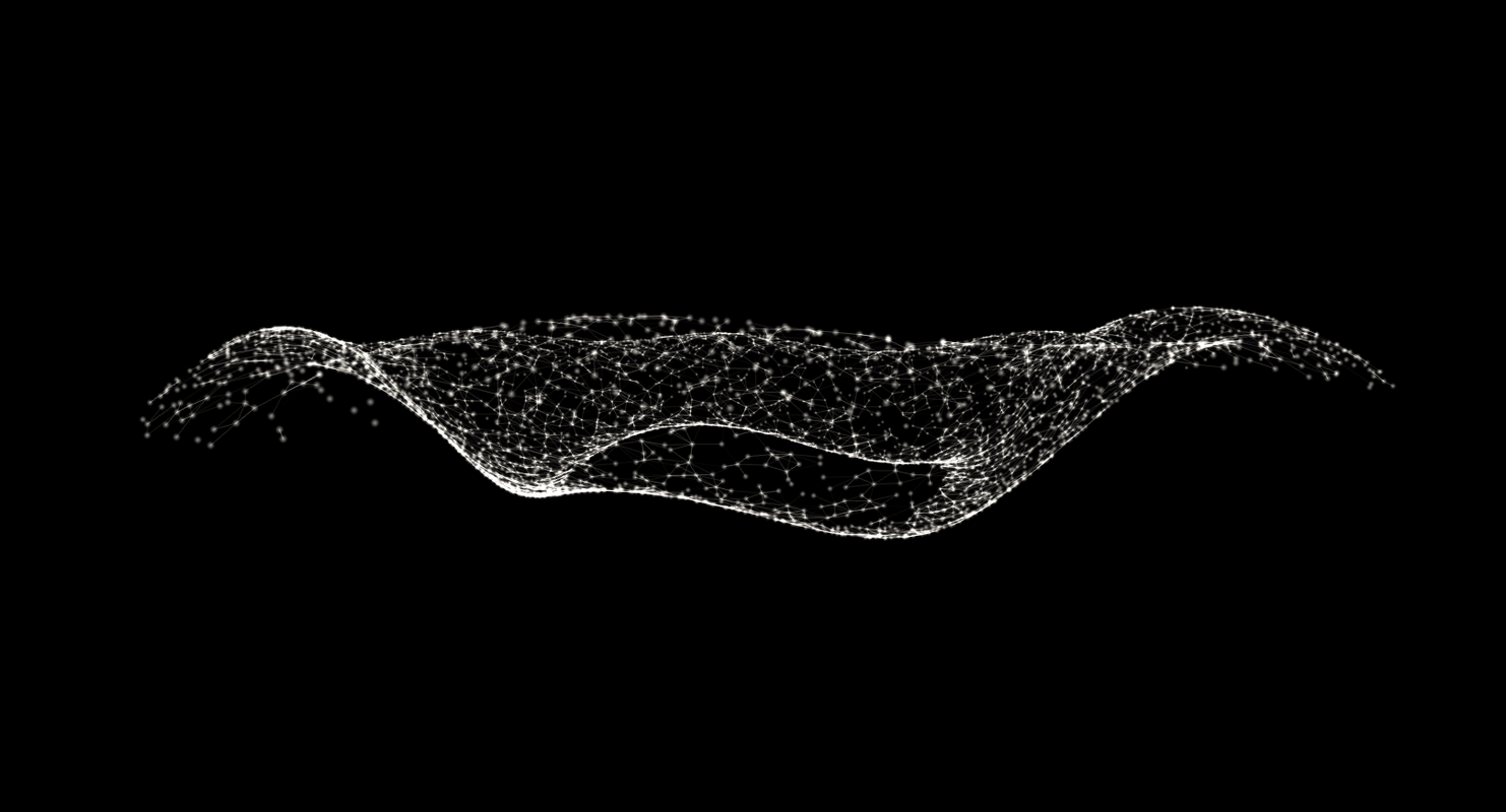 Abstract light sculpture of glowing particles