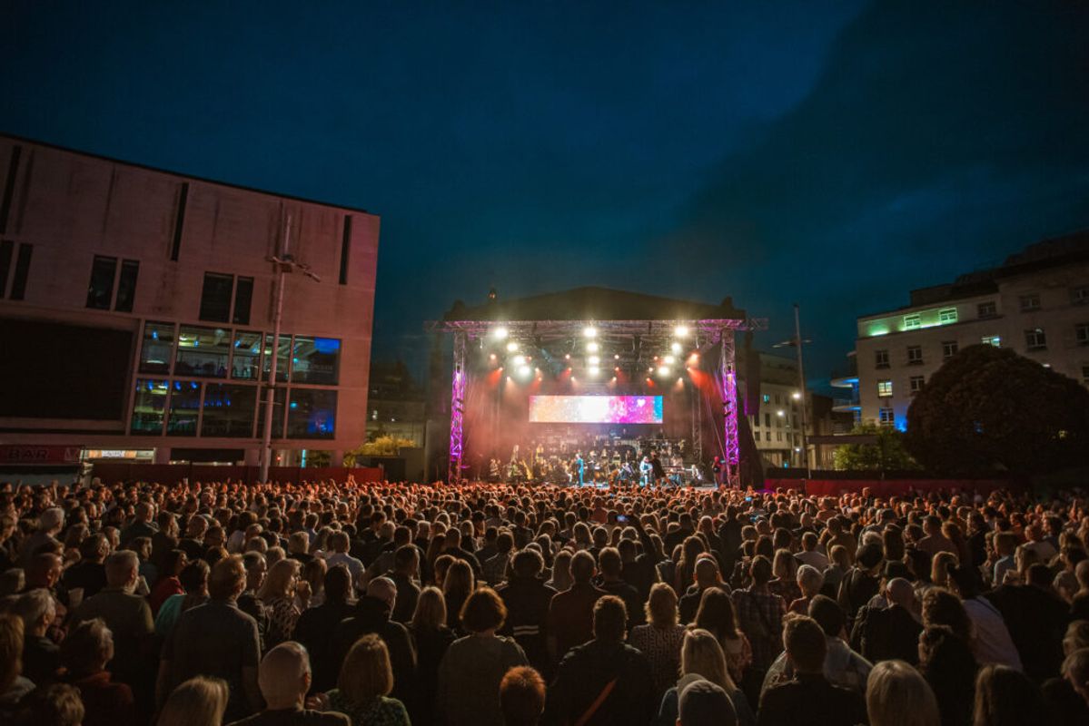 Atmospheric shot of Millennium Square during a summer gig