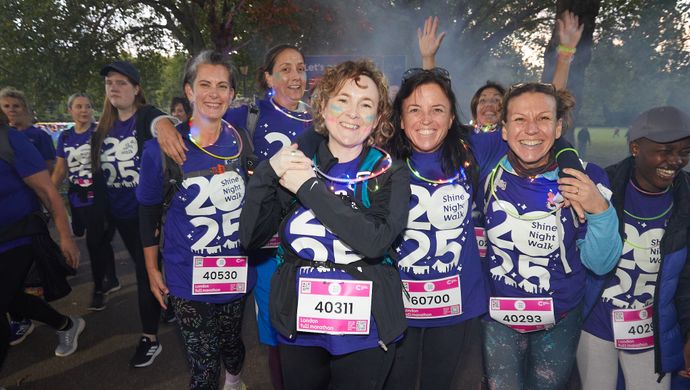 Participants taking part in the Shine Night Walk fundraising event,